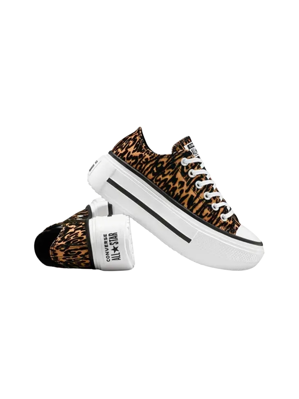 Converse Chuck Taylor All Star Lift Double Stack Low-Top Sneaker - Leopard 10 - Picture 2 of 11